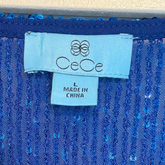 NEW Cece Royal Blue Sequin Top - Picture 4 of 12